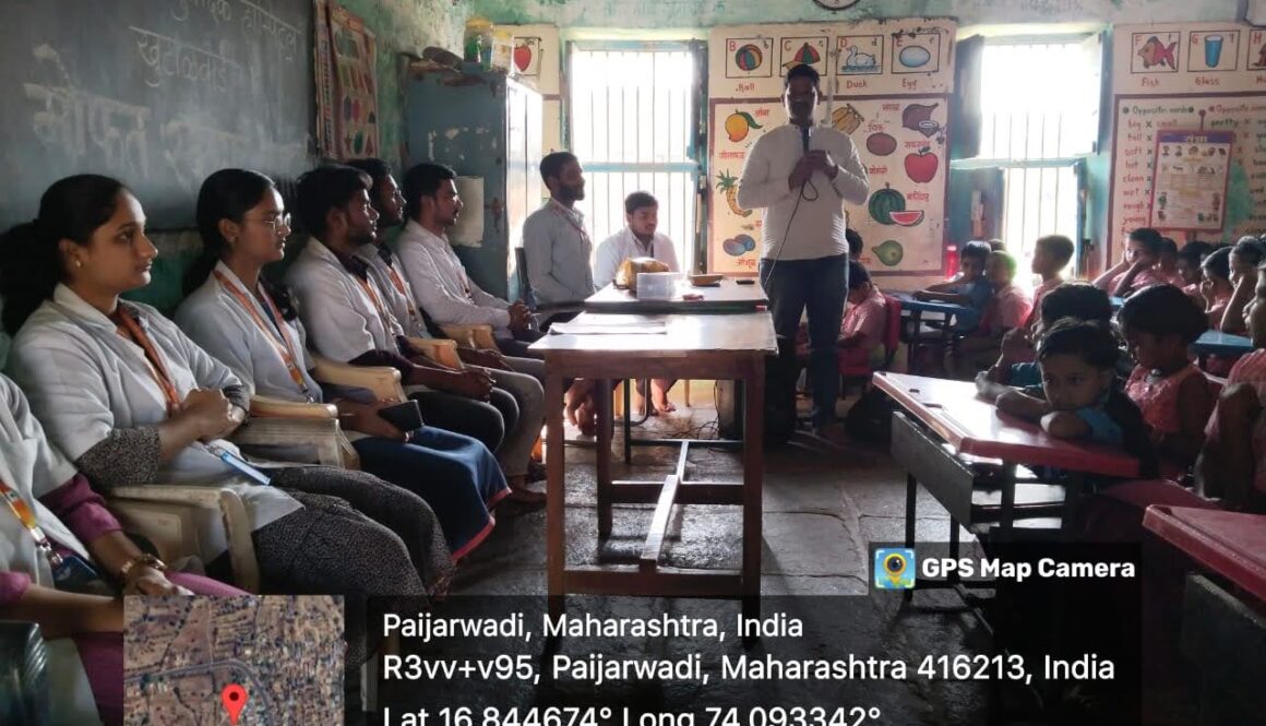 Kriya Sharir Department organised a free Blood Group checkup camp at ZP School, Paijarwadi